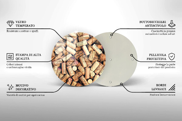 Chopping board glass Wine corks pattern