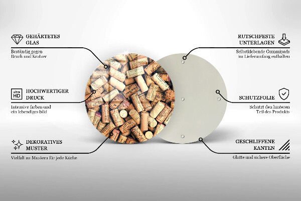 Chopping board glass Wine corks pattern