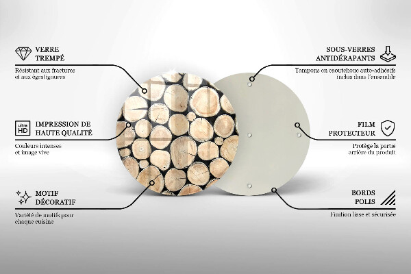 Chopping board glass Wood trunks of the tree