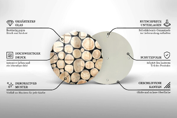 Chopping board glass Wood trunks of the tree