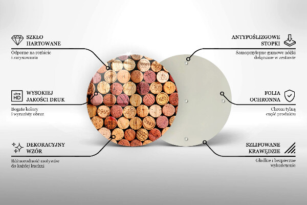 Chopping board glass Wine corks pattern