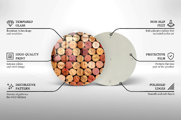 Chopping board glass Wine corks pattern