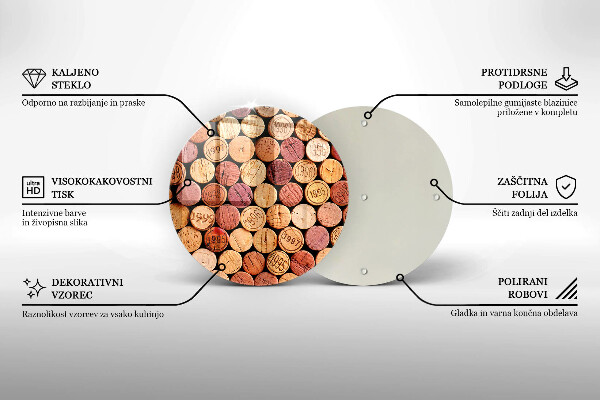 Chopping board glass Wine corks pattern