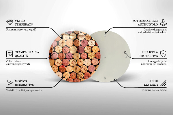 Chopping board glass Wine corks pattern