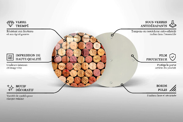 Chopping board glass Wine corks pattern