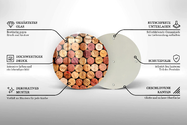 Chopping board glass Wine corks pattern