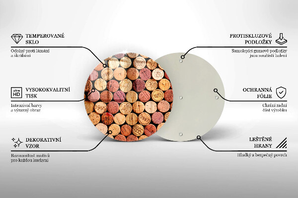 Chopping board glass Wine corks pattern