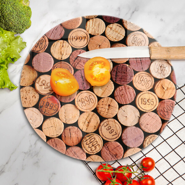 Chopping board glass Wine corks pattern