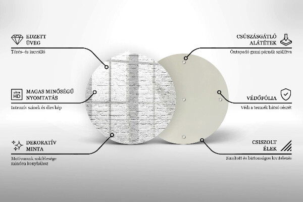Chopping board glass Brick wall