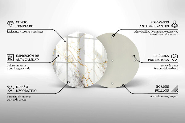 Chopping board Light marble with gold