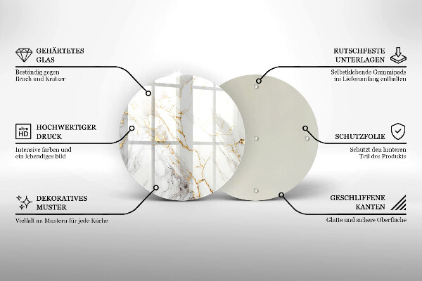 Chopping board Light marble with gold