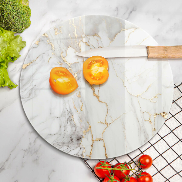 Chopping board Light marble with gold