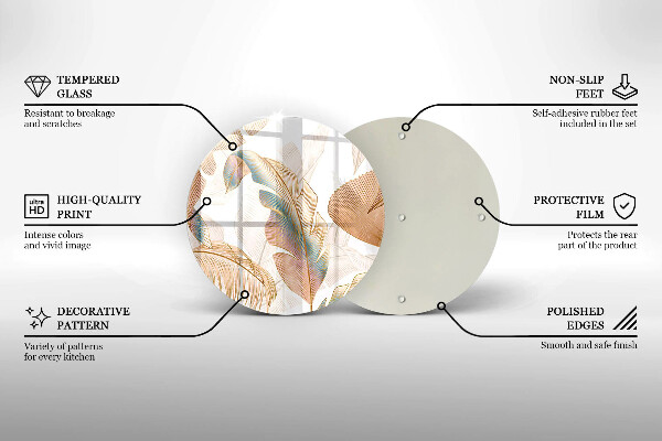 Chopping board Boho feathers and leaves