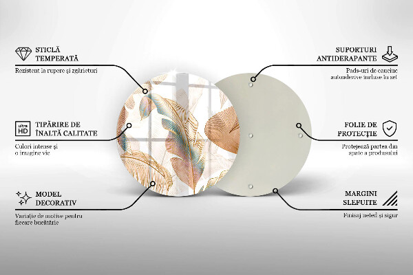 Chopping board Boho feathers and leaves