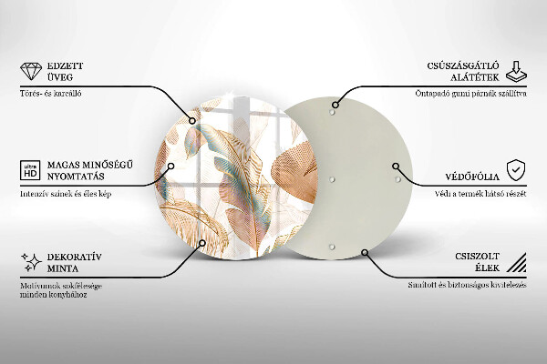 Chopping board Boho feathers and leaves