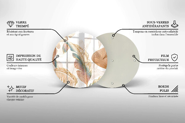 Chopping board Boho feathers and leaves