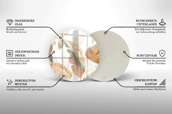 Chopping board Boho feathers and leaves