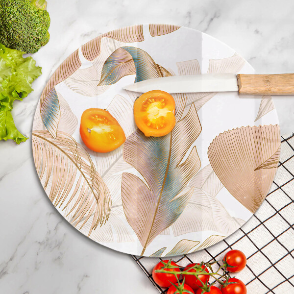Chopping board Boho feathers and leaves