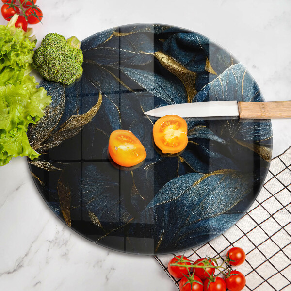 Chopping board Decorative leaves with gold