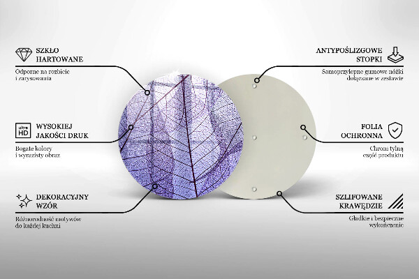 Glass cutting board Leaves with veins
