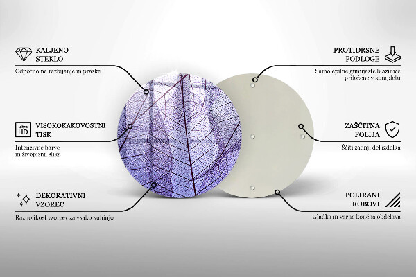 Glass cutting board Leaves with veins