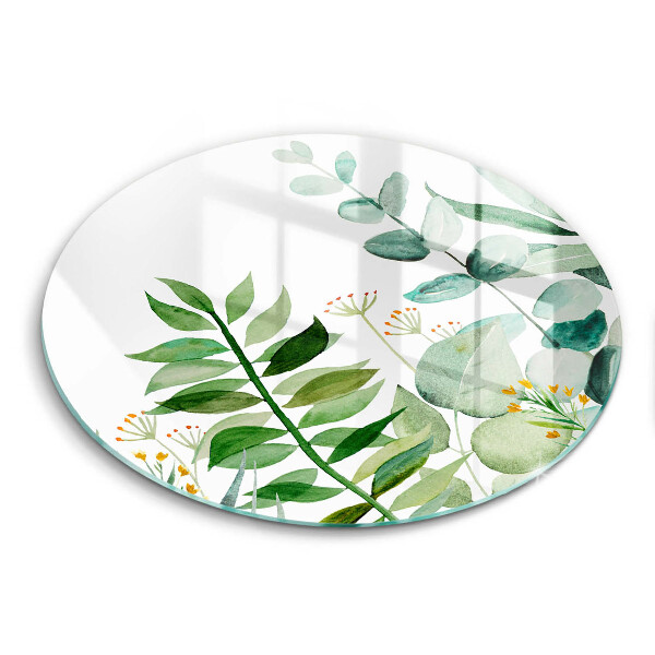 Glass cutting board Plant leaves illustration