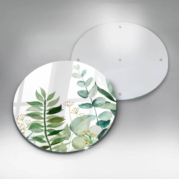Glass cutting board Plant leaves illustration