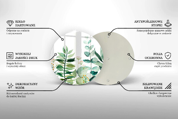 Glass cutting board Plant leaves illustration