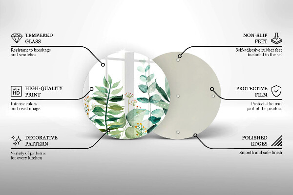 Glass cutting board Plant leaves illustration