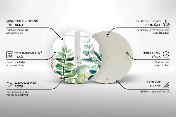 Glass cutting board Plant leaves illustration