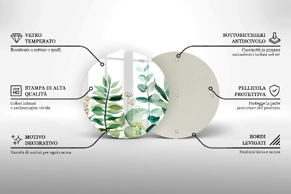 Glass cutting board Plant leaves illustration