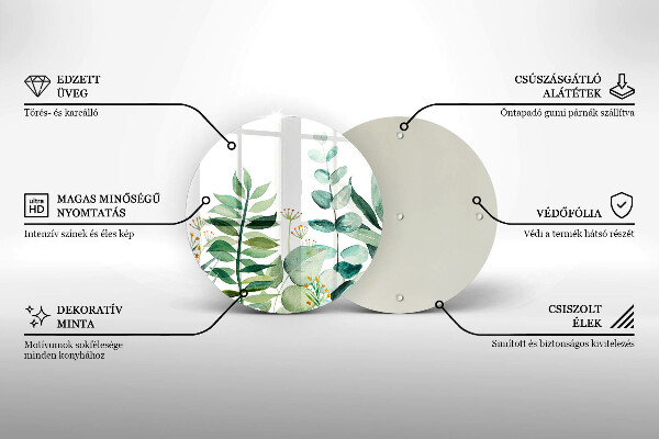 Glass cutting board Plant leaves illustration