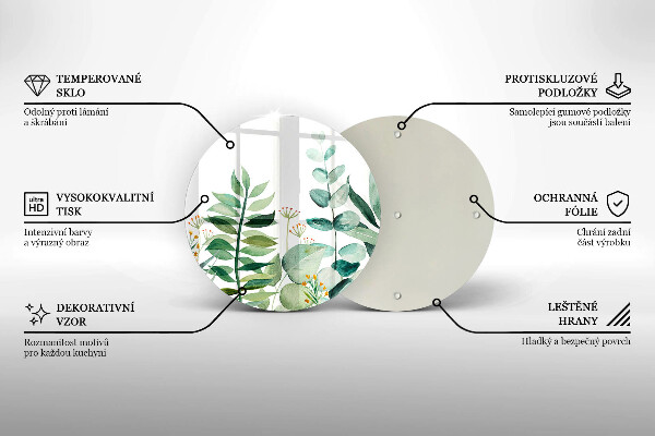 Glass cutting board Plant leaves illustration