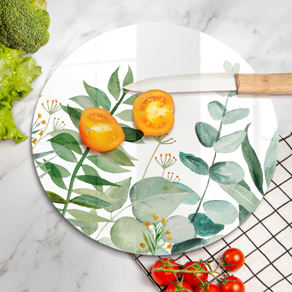 Glass cutting board Plant leaves illustration