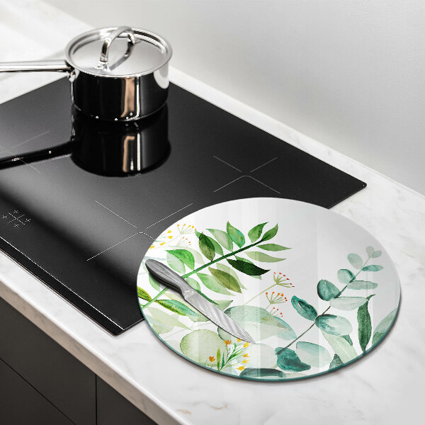 Glass cutting board Plant leaves illustration