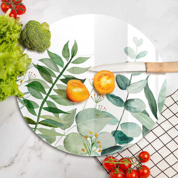 Glass cutting board Plant leaves illustration