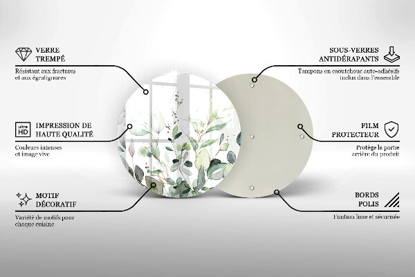 Glass cutting board Watercolor plants