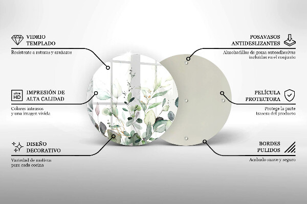 Glass cutting board Watercolor plants