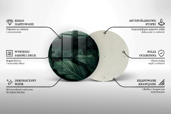 Glass cutting board Dark leaves