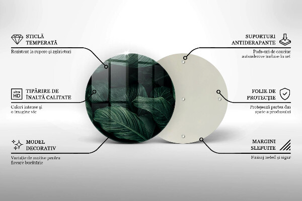 Glass cutting board Dark leaves