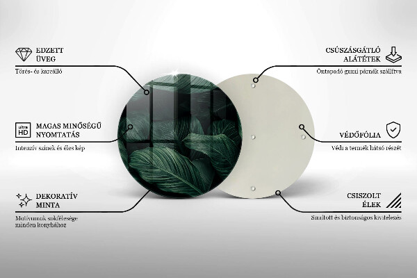 Glass cutting board Dark leaves