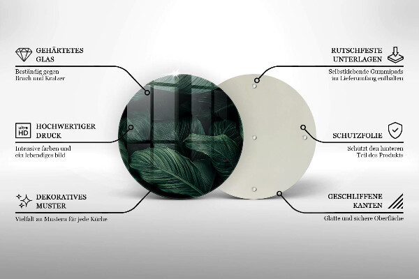 Glass cutting board Dark leaves