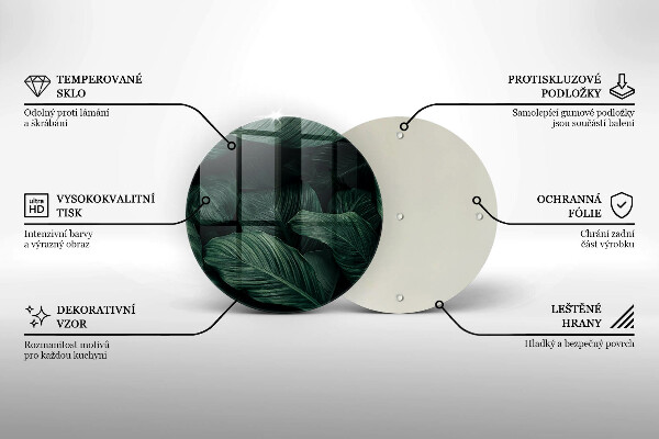 Glass cutting board Dark leaves