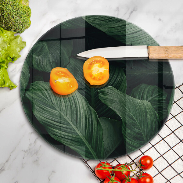 Glass cutting board Dark leaves