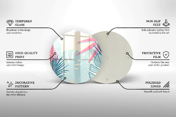 Glass cutting board Pastel leaves