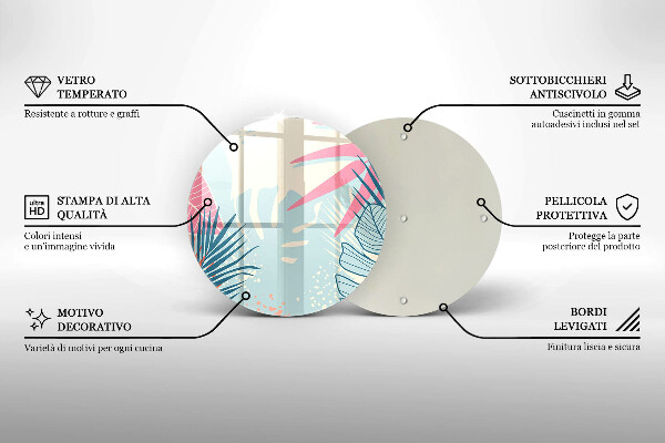 Glass cutting board Pastel leaves