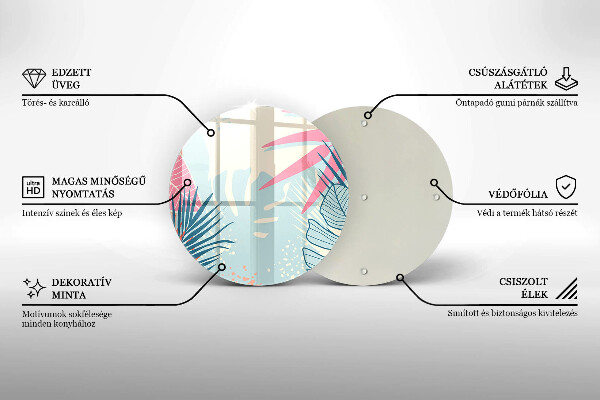 Glass cutting board Pastel leaves