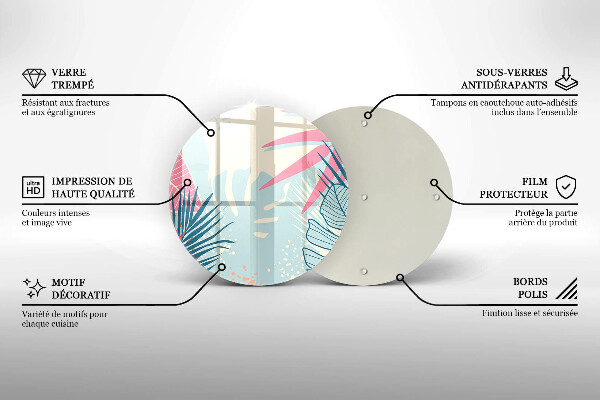 Glass cutting board Pastel leaves