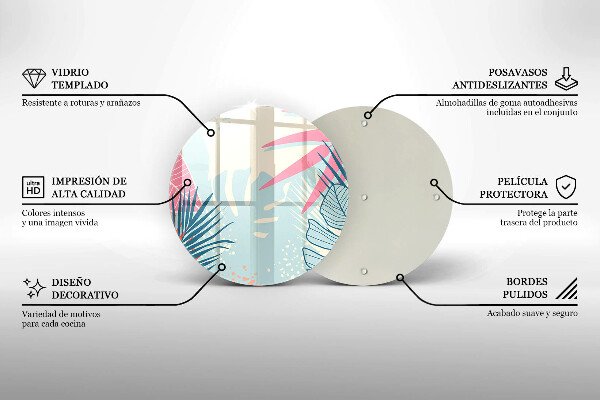 Glass cutting board Pastel leaves