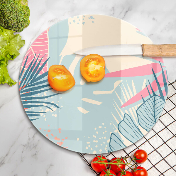 Glass cutting board Pastel leaves